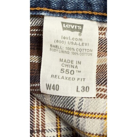 Levis 550 Flannel Lined Blue Jeans Men's 40 x 30‎ Red Tag - Picture 8 of 10